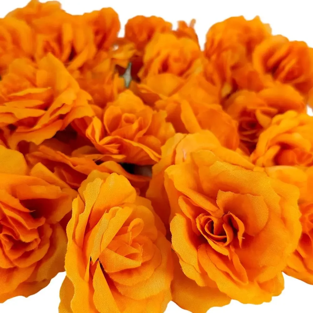 44 Orange Silk Rose Heads 2.5in Artificial Flower Wedding Craft DIY Floral Decor